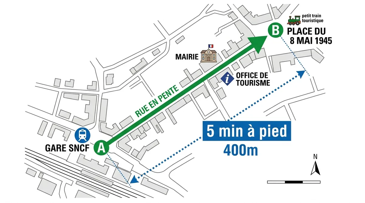 Plan itinéraire gare Collioure centre-ville Place 8 mai 1945