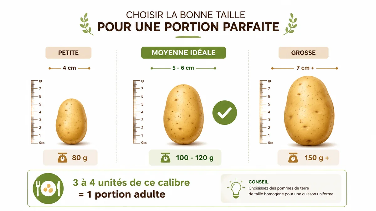 Guide visuel calibre pommes de terre raclette taille diamètre poids