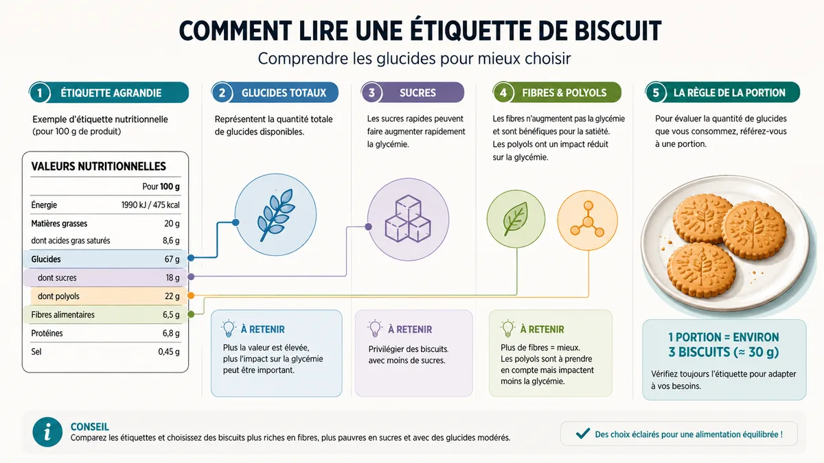 Lire une étiquette de biscuits pour diabétique